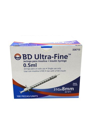 Jeringas para Insulina 0.5ml 31g x 8mm - Caja 100 pzas.