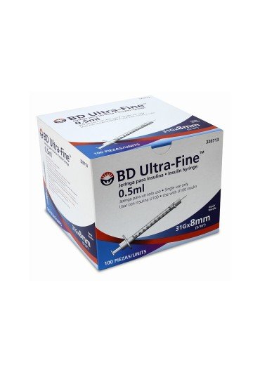 Jeringas para Insulina 0.5ml 31g x 8mm - Caja 100 pzas. 2