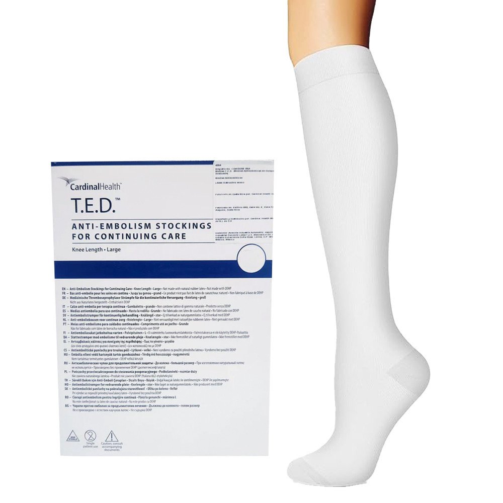 Media T.E.D. Uso Continuo Rodilla Color Blanca