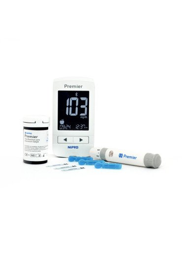 Glucómetro NIPRO Premier Alpha con 10 tiras y 10 lancetas