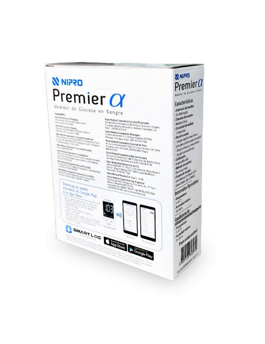 Glucómetro NIPRO Premier Alpha con 10 tiras y 10 lancetas