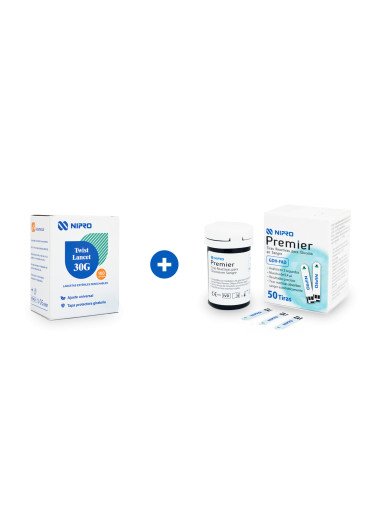 Kit de Recarga NIPRO Premier Alpha con 50 tiras y 100 lancetas