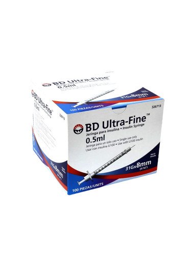 Jeringas para Insulina 0.5ml 31g x 8mm - Caja 100 pzas.