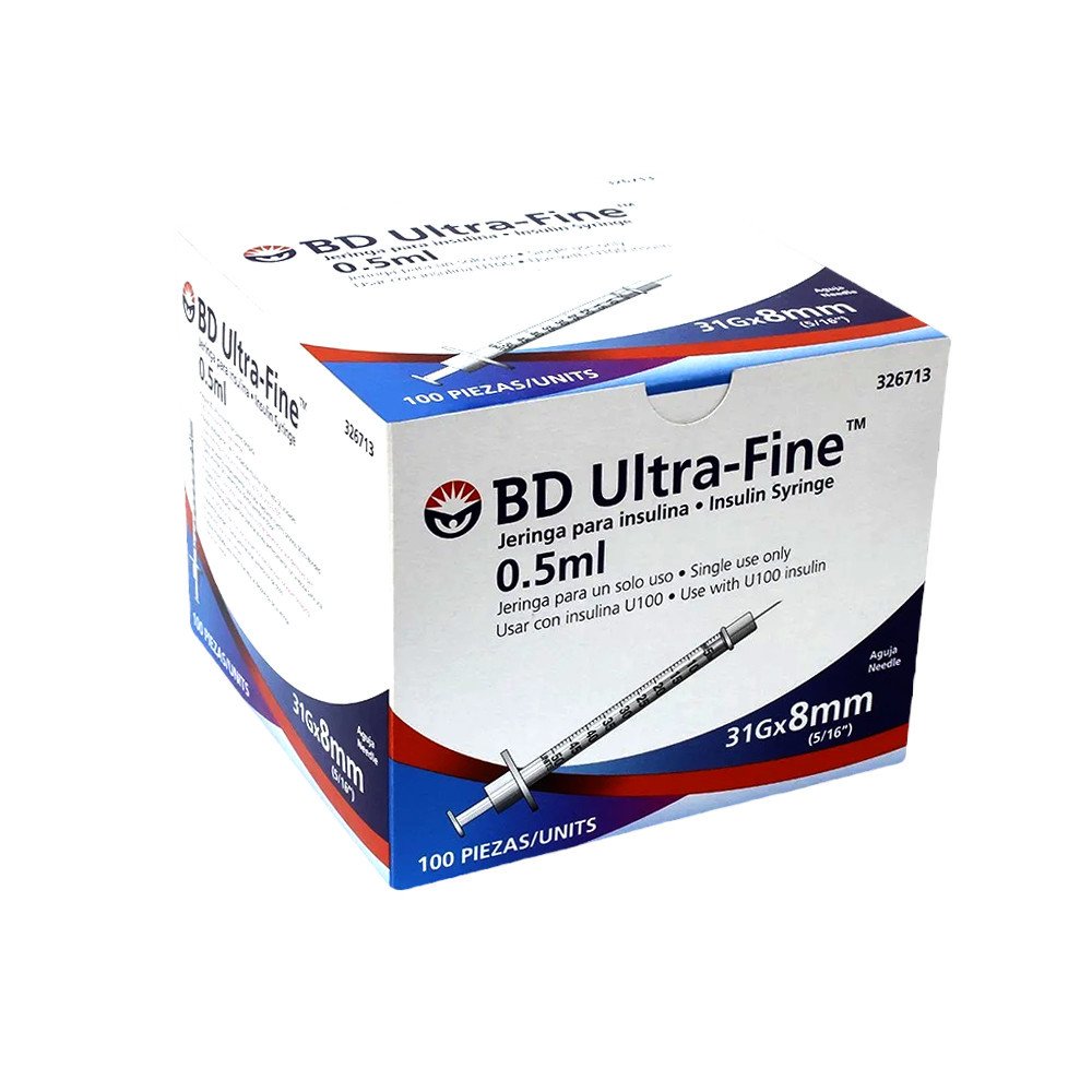 Jeringas para Insulina 0.5ml 31g x 8mm - Caja 100 pzas.