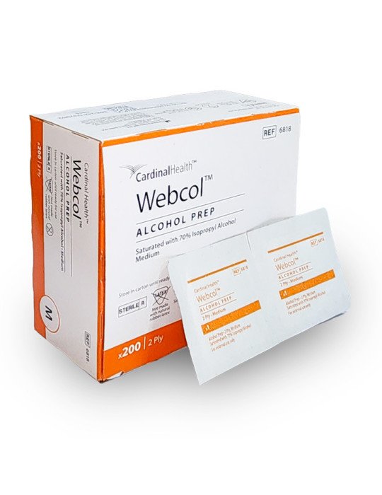 Toallitas con Alcohol Isopropílico Webcol™ | Caja 200 pzas
