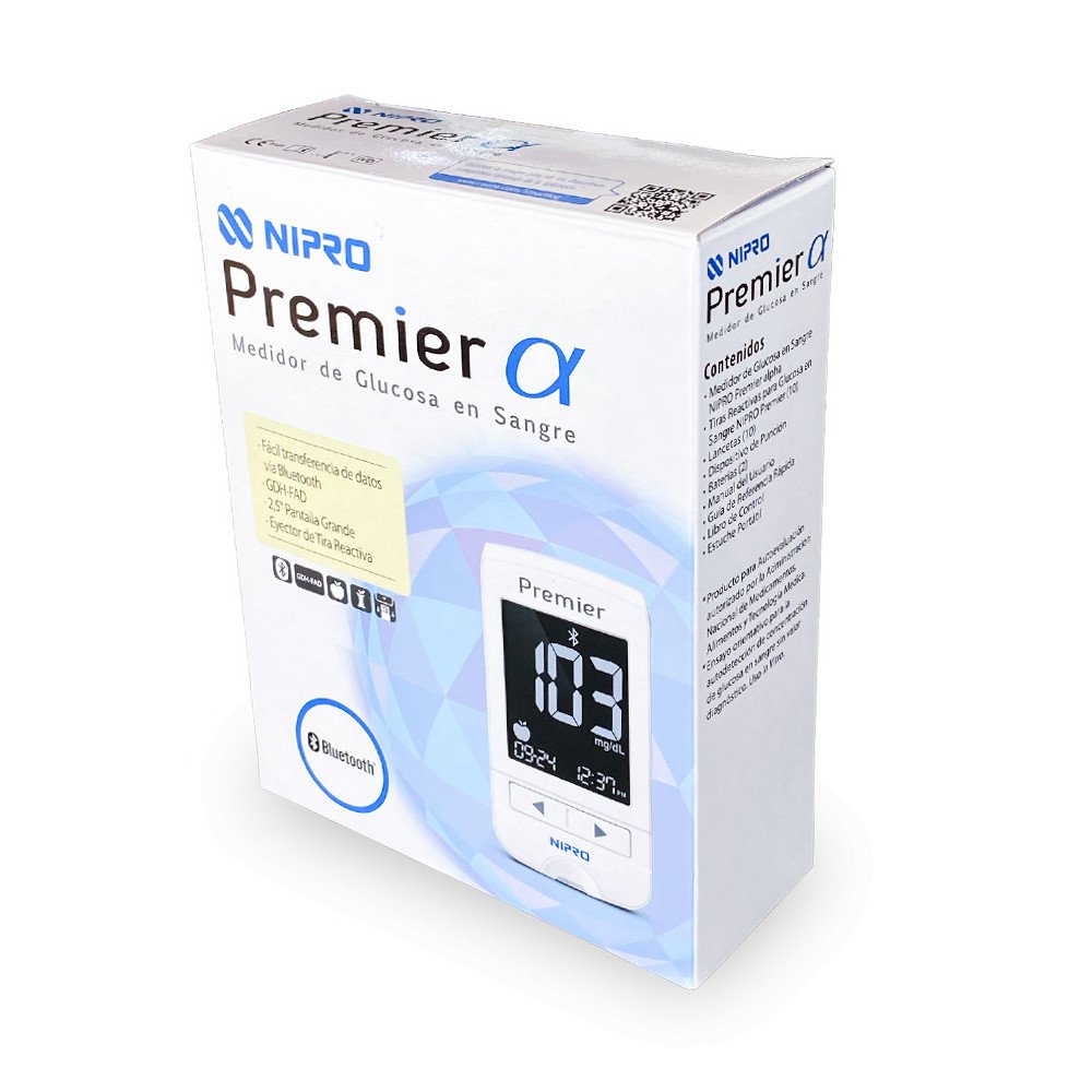 Kit Completo NIPRO Premier Alpha con 50 tiras y 100 lancetas