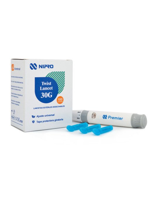 Kit Completo NIPRO Premier Alpha con 50 tiras y 100 lancetas