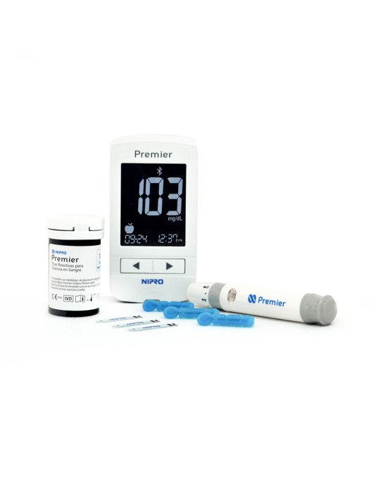 Kit Completo NIPRO Premier Alpha con 50 tiras y 100 lancetas