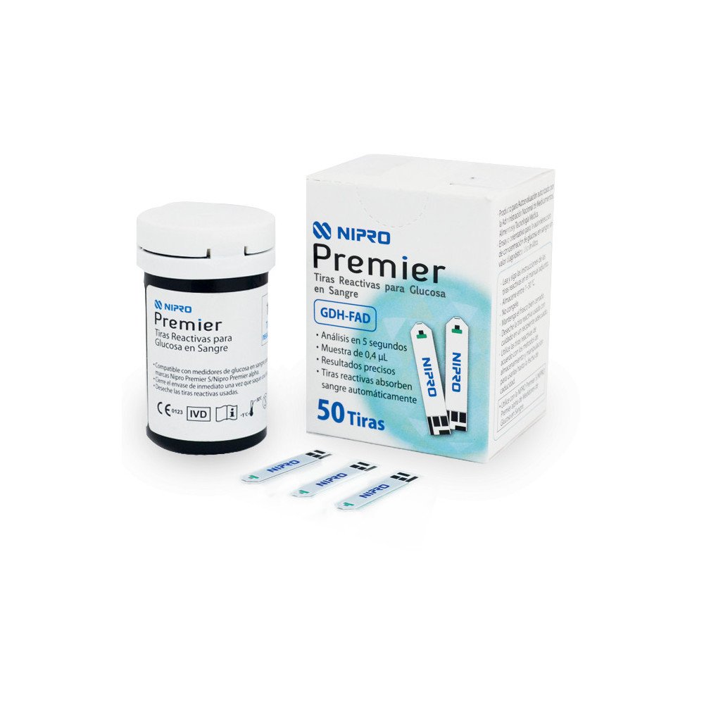 Kit Control de Glucosa - Glucómetro Nipro, 50 Tiras Reactivas, 100 Lancetas y Toallitas Protec