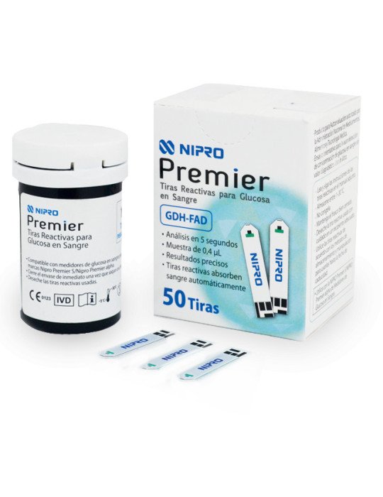 Kit Completo NIPRO Premier Alpha con 50 tiras y 100 lancetas