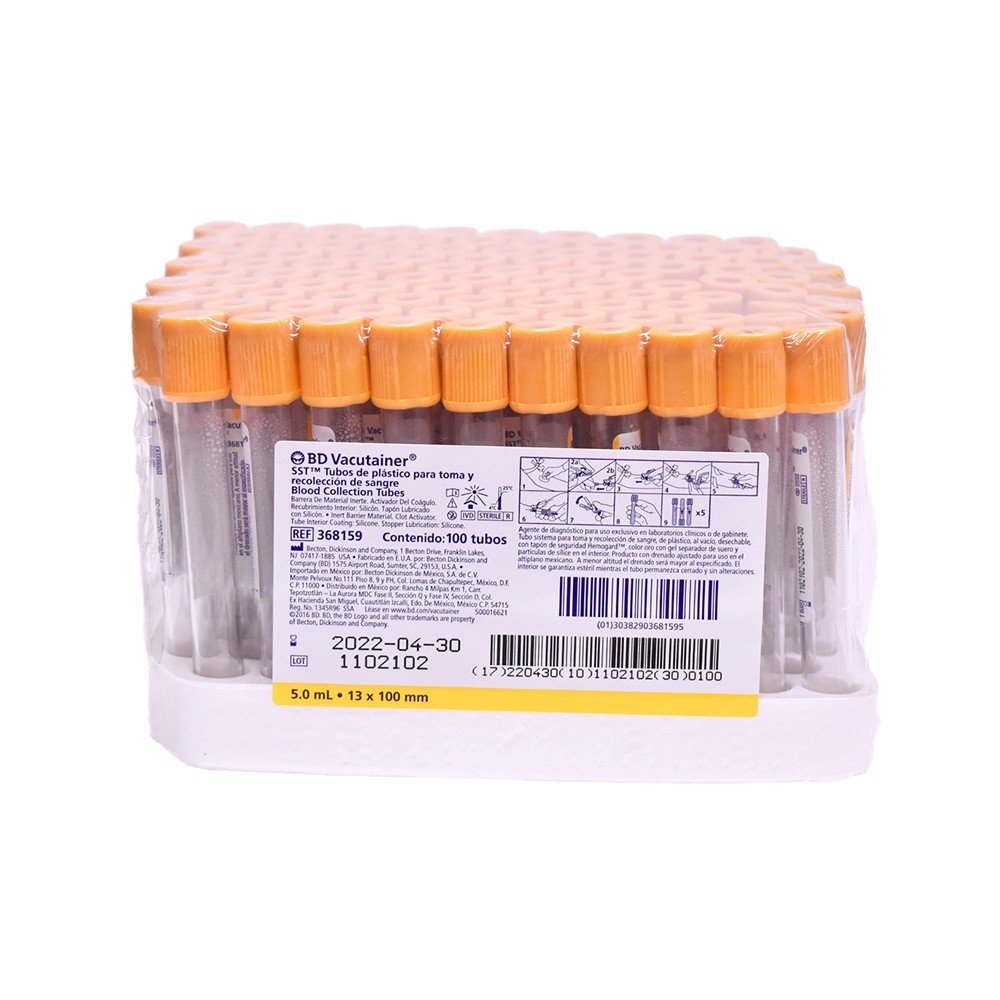Tubo BD Vacutainer® Oro 5ml - Caja 100 pzas.